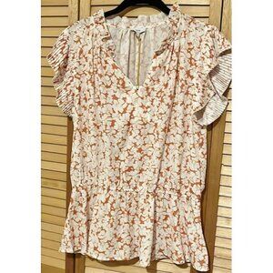 NWT Voy Wantable Women's Sleeveless/Pleated V Neck Blouse SZ/L/Charity Sale